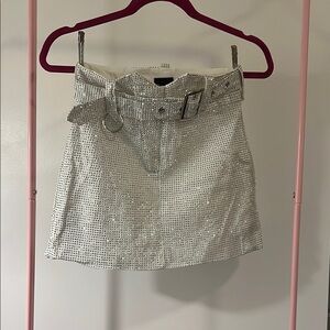 White rhinestone cowgirl mini skirt